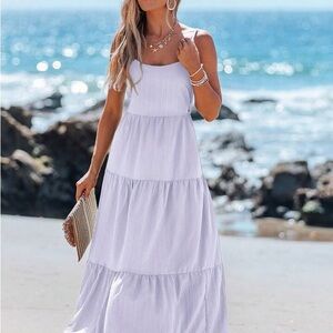 SHEIN Purple Summer Casual Long Camisole Dress With Tie-Up Bow